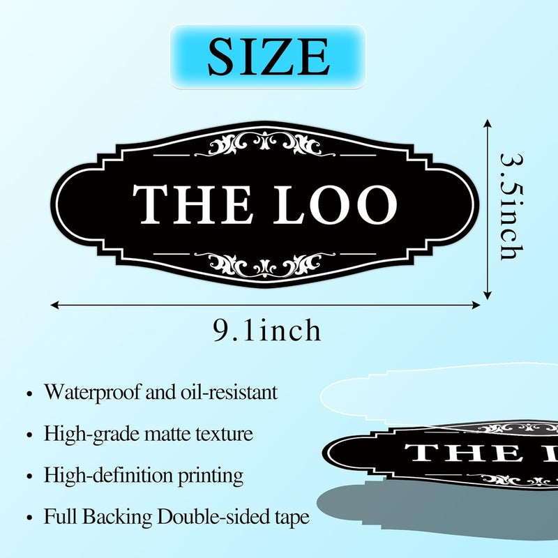 LUHIMO The Loo Sign for Bathroom Decoration, Self-adhesive Funny Bathroom&Restroom Sticker Decor for House, Home,Office,Shop Door（Black） - Image 2